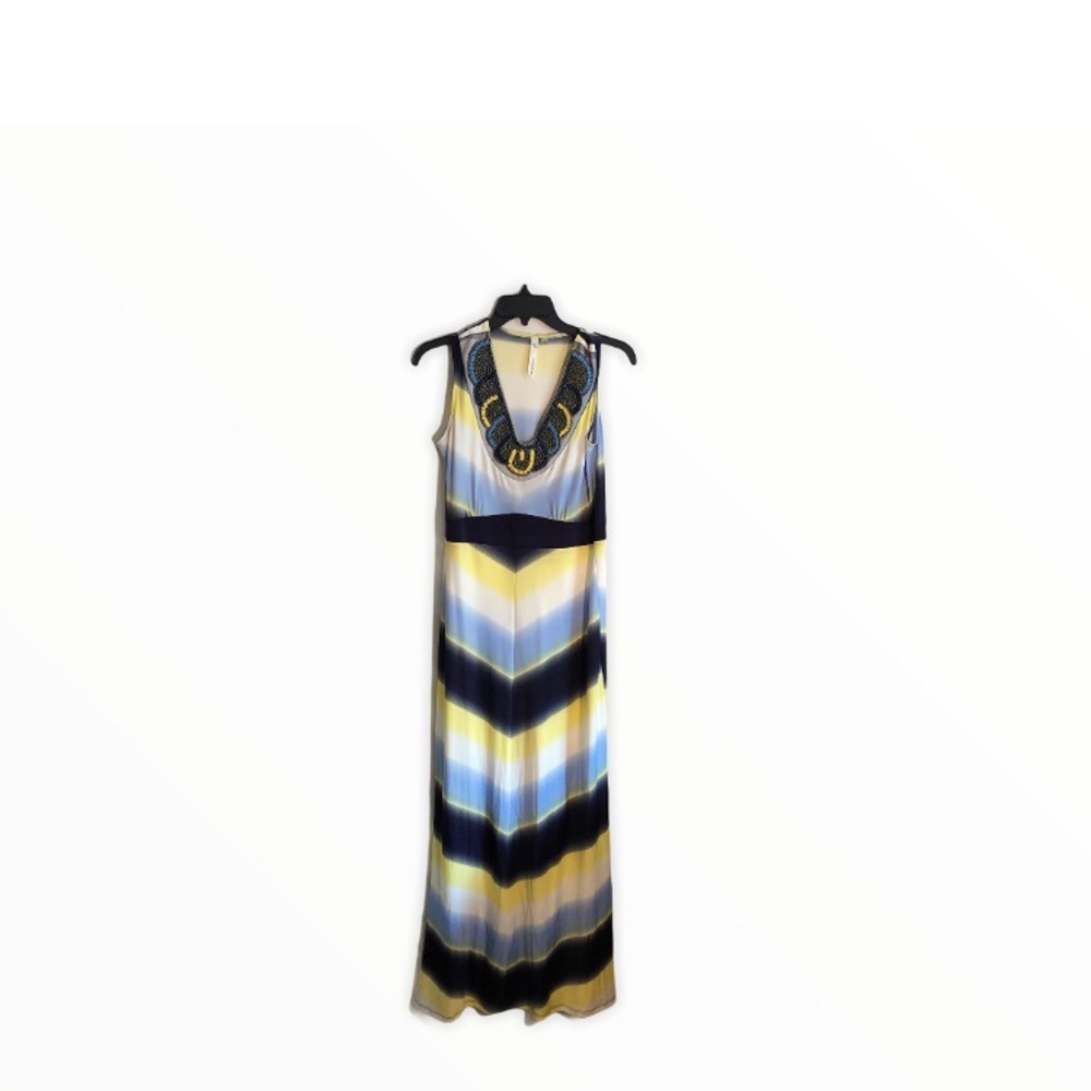Beaded V neck maxi dress